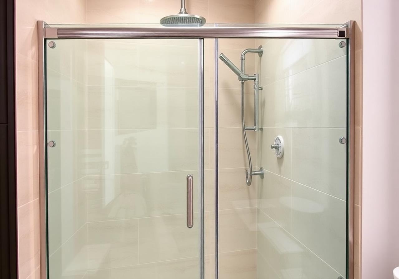 Walk-in frameless cu profil cromat